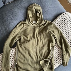 John Elliott Villain Olive Green Side Zipper Hoodie